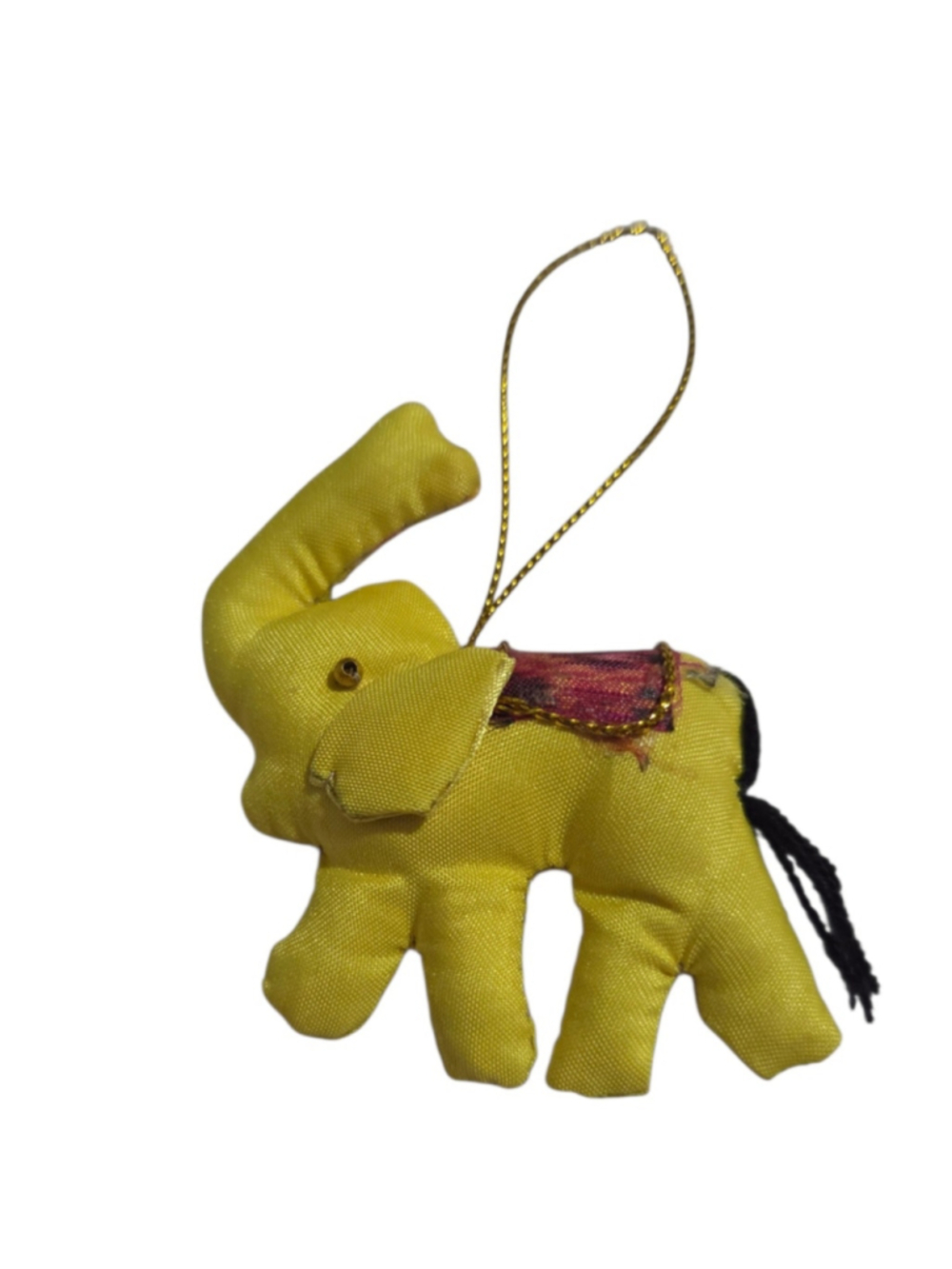 Handmade Fabric Elephant Ornament One Size Yellow Red